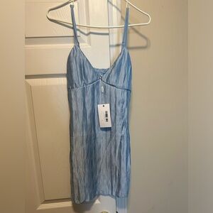 Blue satin mini dress